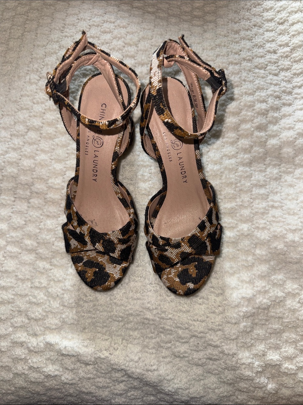 Chinese Laundry Leopard-Print Block Heel Sandals in Brown and Black - Picture 3 of 6